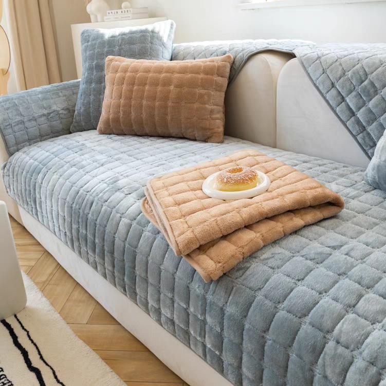 Flannel Practical Sofa Cushion, Simple and Fashionable Plush Cushion, Thickened Flannel Sofa Towel for All Seasons