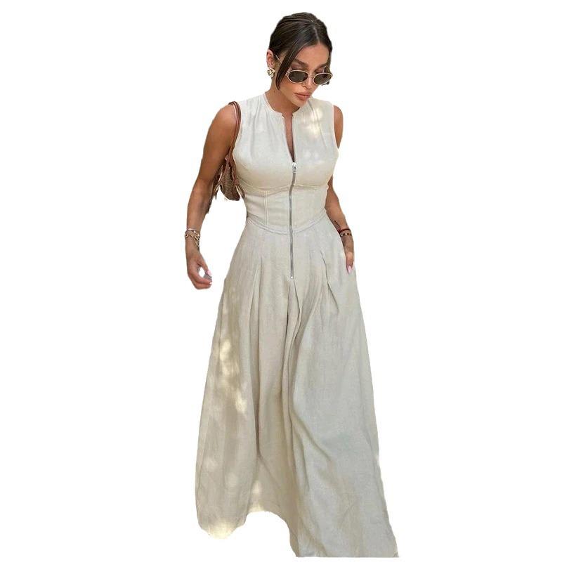 European and American Sleeveless Zipper Slim Fit Casual Dress - Spring/Summer Women’s Fashion