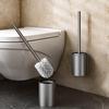 Sleek Wall-Mounted Aluminum Toilet Brush with Long Handle