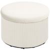 Footstool with 97 L Storage Space, Corduroy Fabric, Foam, Seat Stool, Beige