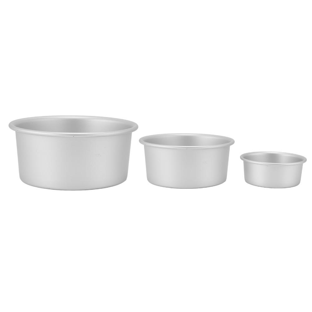 3pcs Anodized Finish Round Cake Pan Aluminum Alloy Removable Bottom Cake Pan  Cake Baking