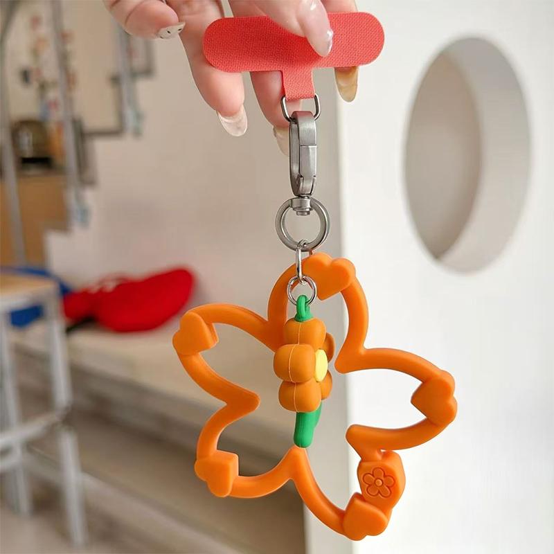 Silicone Cherry Blossom Phone Lanyard Strap Non-Slip 1Pcs Soft Tape Gasket Small Flower for Girls Phone Decoration Use