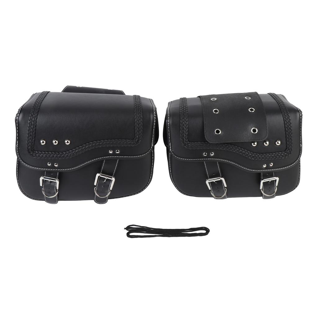 Motorcycle Saddlebags 30L Capacity PU Leather Waterproofing Side Luggage Bags Universal Fit for Motorcycles
