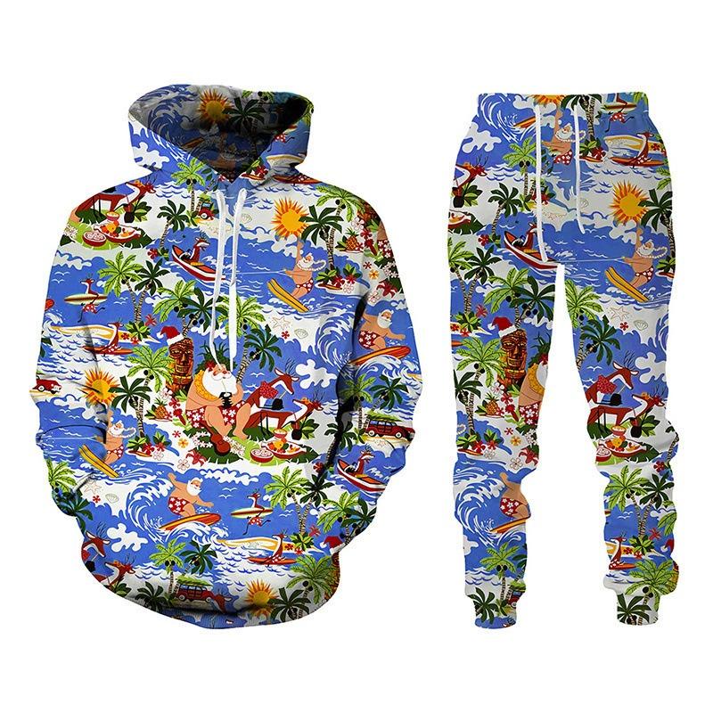 Christmas Series 3D Print Autumn Hoodies Pants Sets Men's Sweatshirts Sweatpants Two Piece Suits Outdoor Tracksuit Man Clothing