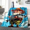Cartoon Fisher Gnome Big Salmon Print Flannel Blanket Soft Warm Throw Blanket Nature Hobby Sofa Bed Home Decor