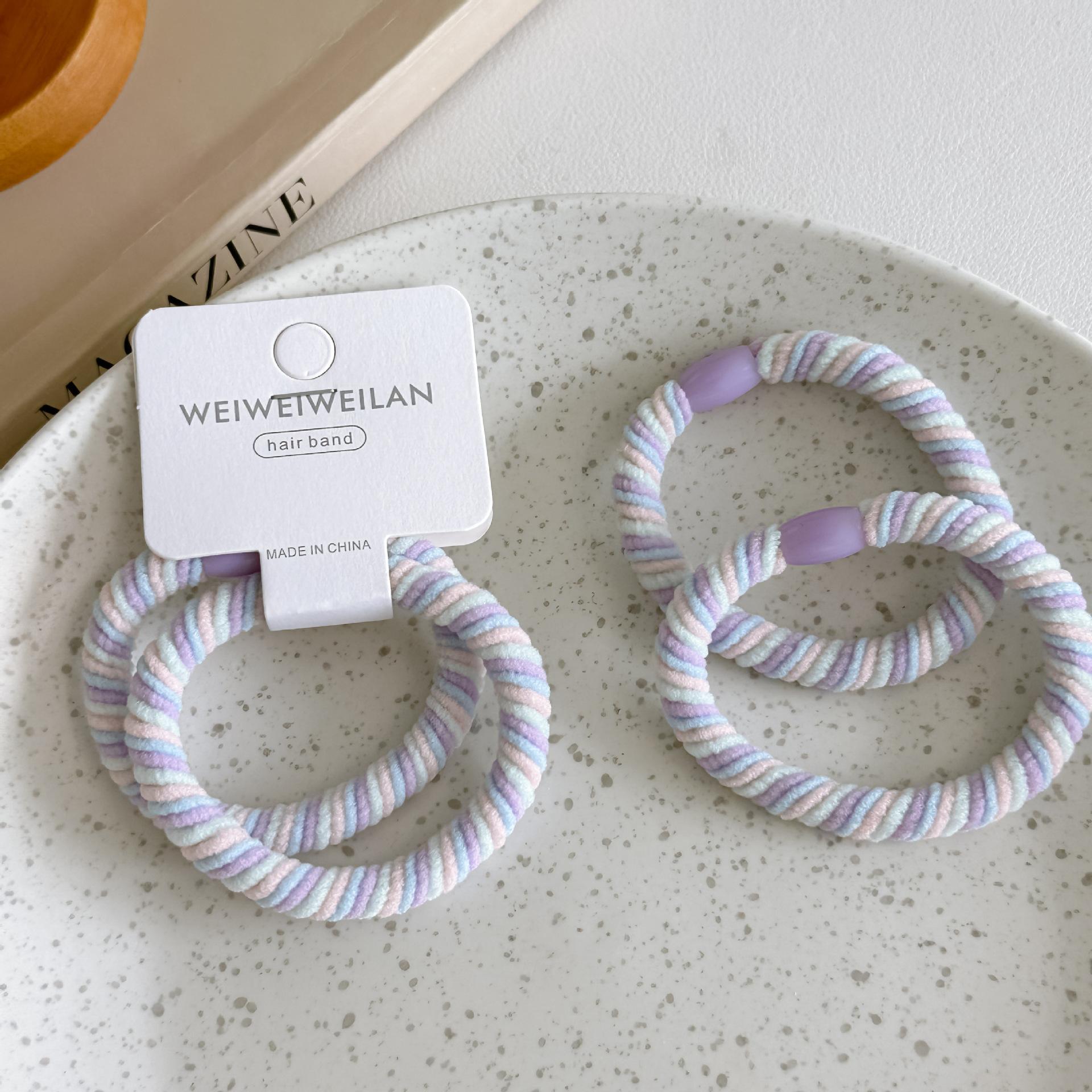 

4 шт. эластичные мягкие резинки для волос цвета мороженого, повседневные универсальные маленькие кожаные кольца для волос