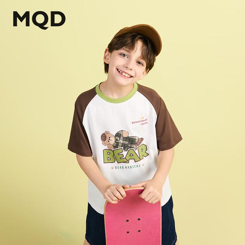 MQD Boys  Color Block Raglan Sleeve Cartoon Letter T-Shirt 110cm