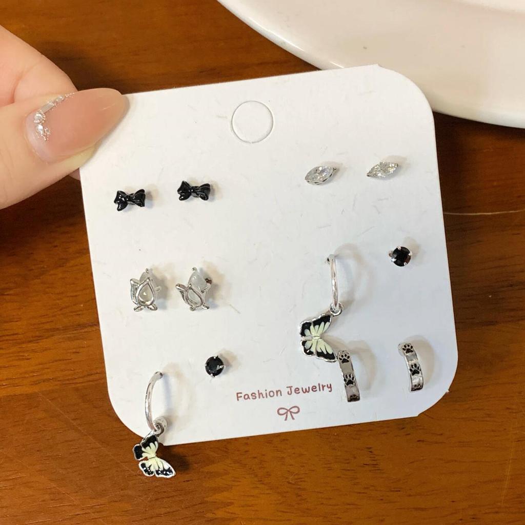 Gothic Punk Devil Cross Stud Earrings Set for Women - Sweet, Cool, and Spicy Design