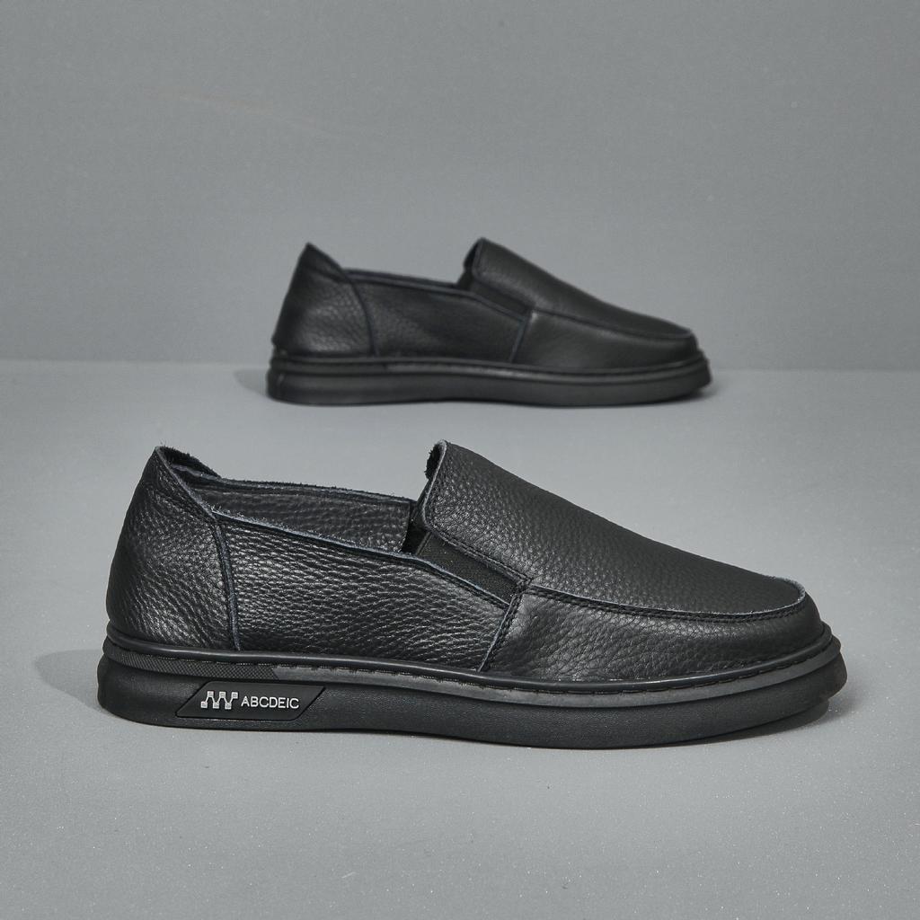 Herren Sommer Leder Freizeitschuhe Modische Vielseitige Halbschuhe Weiche Sohle Weiche Oberfläche Enthüllen Rindsleder Herrenschuhe