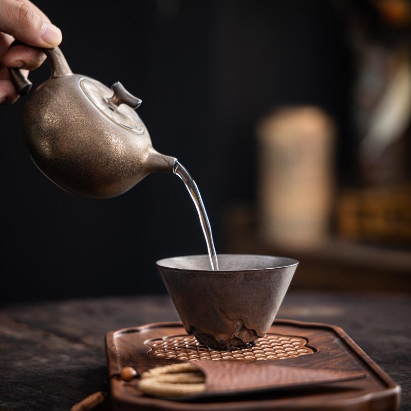 Gilt Rust Glaze Tea Cup Coarse Pottery Tea Cup Master Cup Ceramic Cup New Chinese Mountain Cup