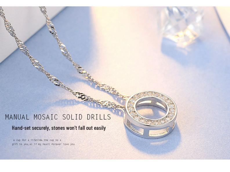 925 Sterling Silver Halo of Love Pendant Necklace, Micro-Paved Korean Fashion Jewelry
