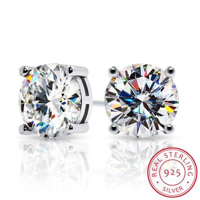 Brinco clássico redondo de moissanite, alta qualidade, prata esterlina 925 para mulheres, joias masculinas, brincos de moda, noivado