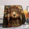 Native American Animals  Print Flannel Blanket, High quality Comfortable for All Seasons, Home Decor, Warmth and Comfort