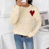 Womens Valentine Heart Sweater Loose Fit Long Sleeve Casual Style