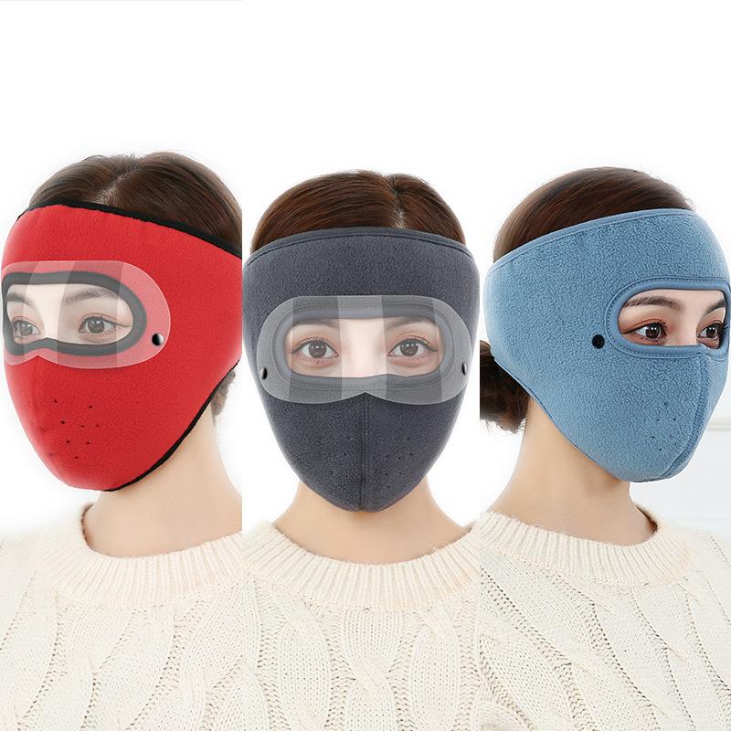 Winter Warm Mask Thickened Fleece Windproof Motorcycle Cycling Face Mask Bike Riding Sportmask Cover with Earmuff Adults