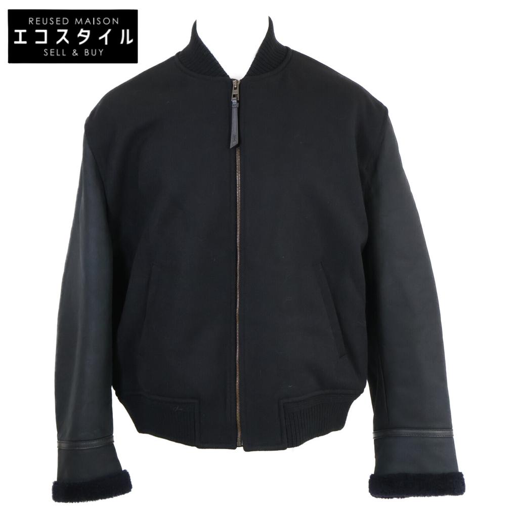 LOEWE Excellent condition 24 Stainless Steel wool and lambskin bomber jacket Jacket 50 blackUsed