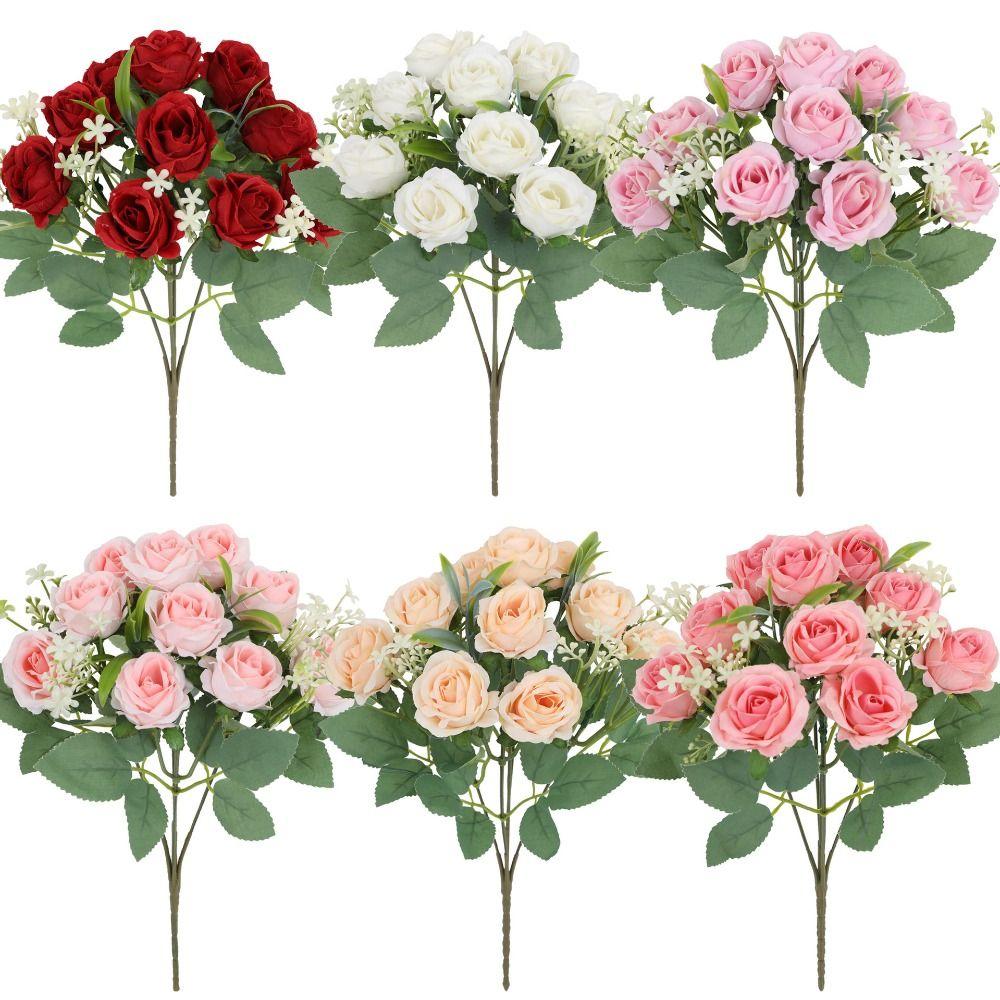 Lifelike with Stems Artificial Rose Flowers Real Touch Floral Arrangements Fake Rose Fake Flower Bouquets Home Decoration