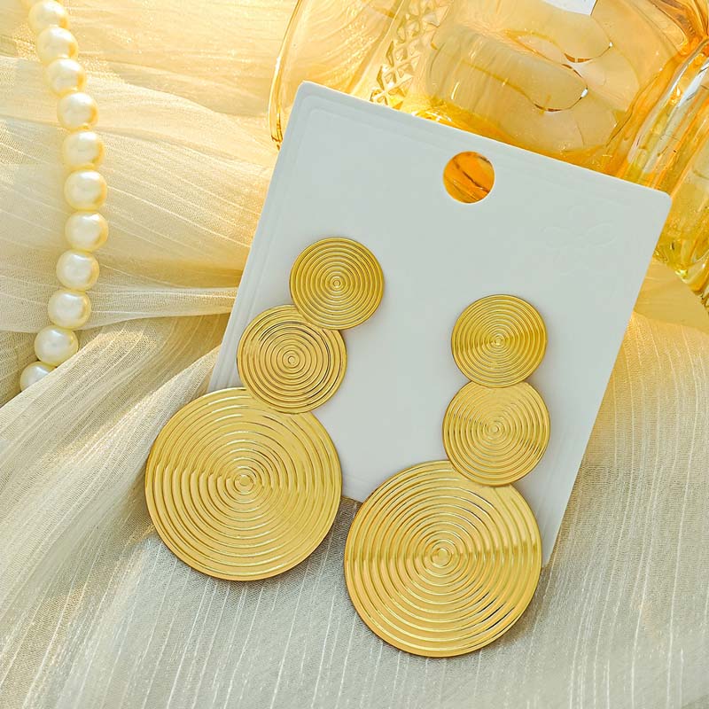 Exaggerated Metal Big Round Pendant Earrings For Women Bohemia Gold Geometric Statement Dangle Earings Jewelry