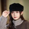 Women S Brown Flat Top Suede Like Korean Style Newsboy Cap