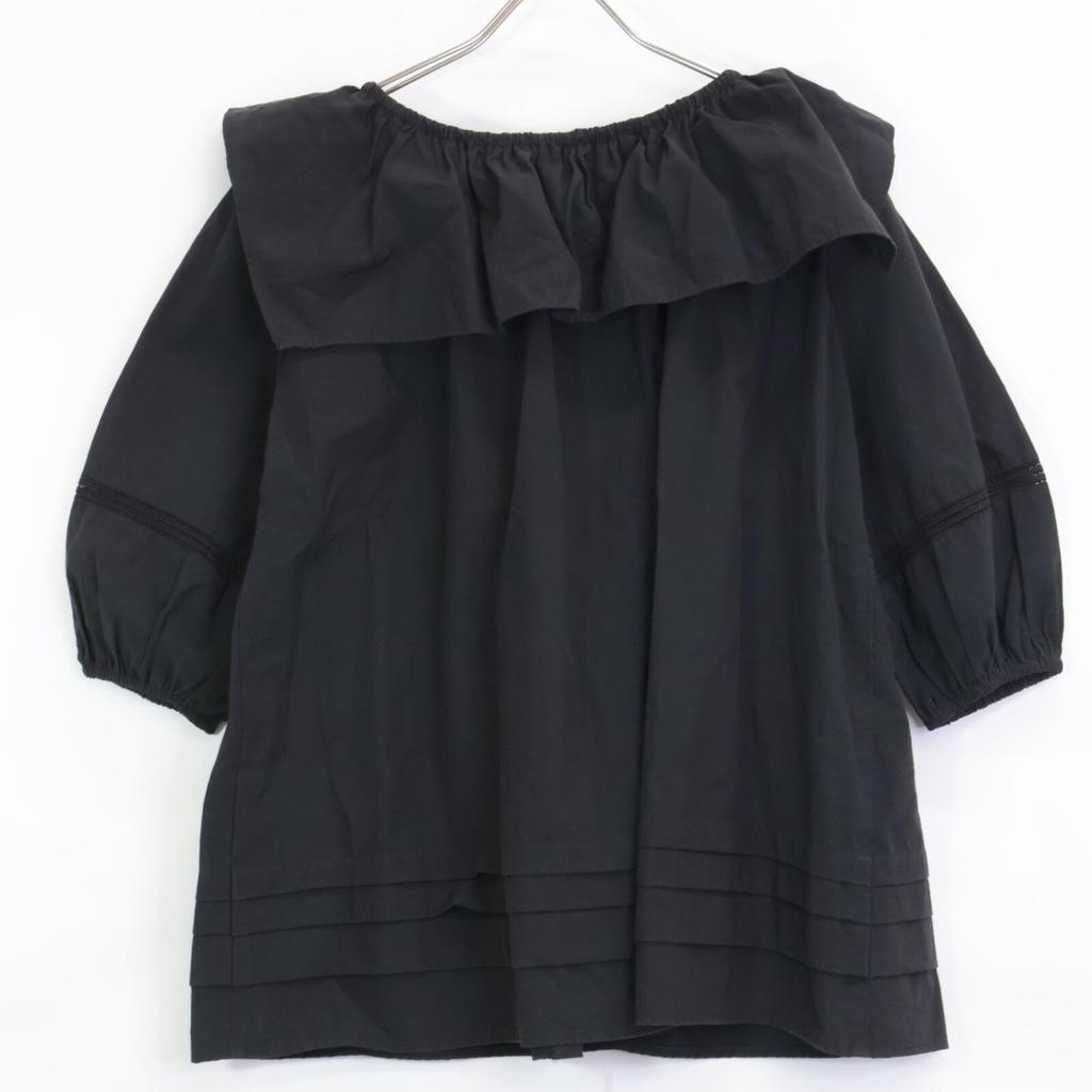 BORDERS at BALCONY BD2021-3C-02 Nylon Sabrina Blouse tops 36 blackUsed