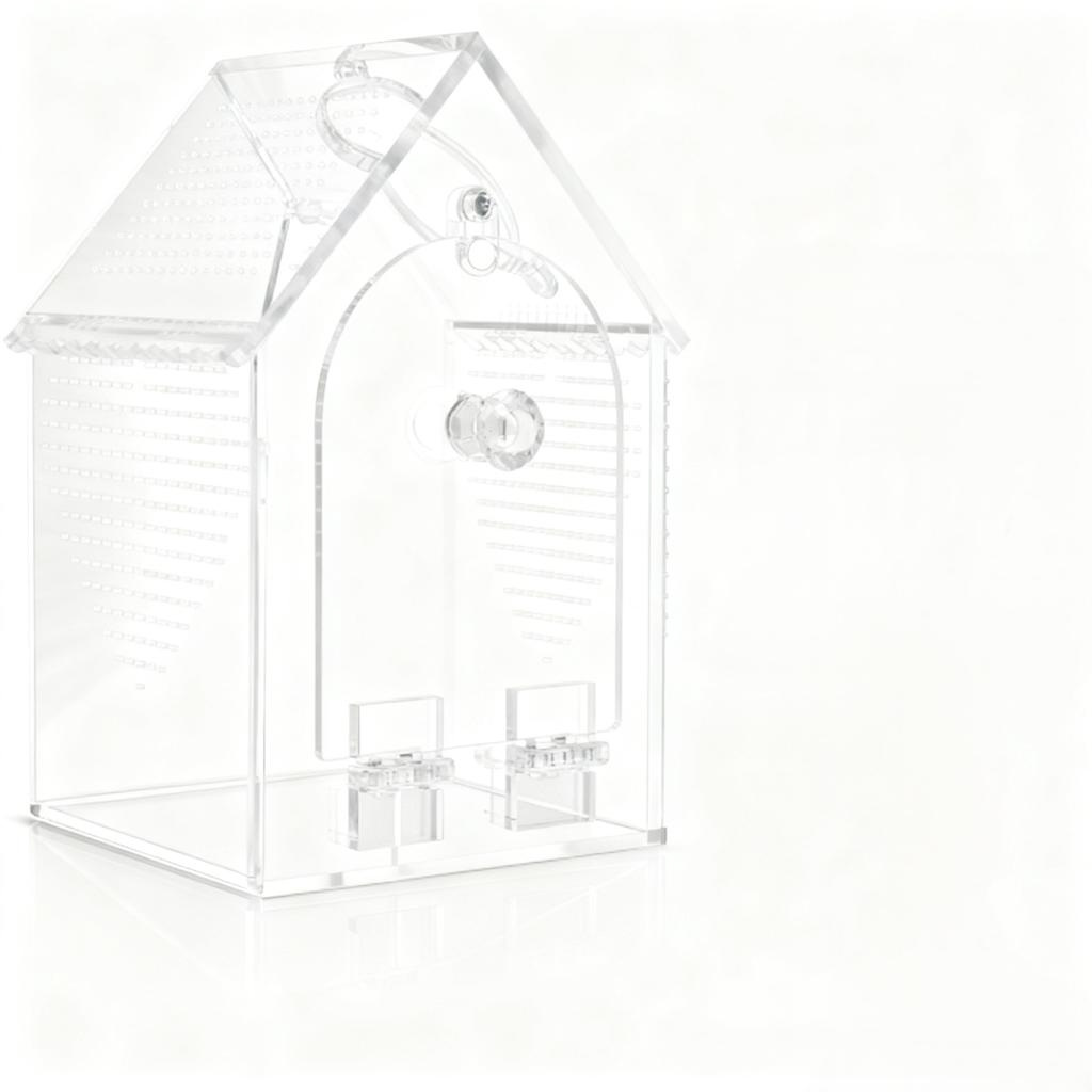Sturdy Acrylic Araneid Enclosure with Front Access Feeding Port for Pets 5 Inch Length 5 Inch Width 8 Inch Height Transparent