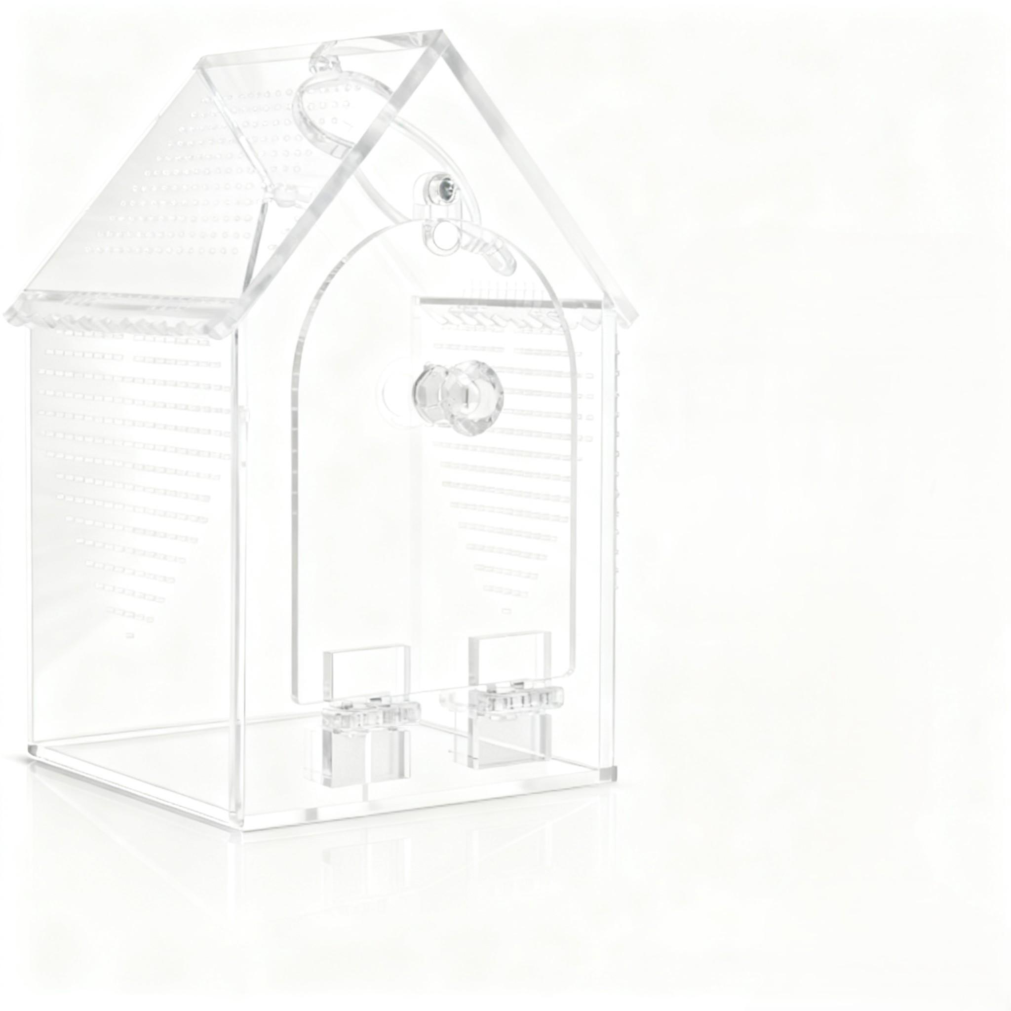 Sturdy Acrylic Araneid Enclosure with Front Access Feeding Port for Pets 5 Inch Length 5 Inch Width 8 Inch Height Transparent China Mainland