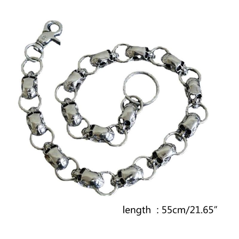 Biker-Decor Skull Wallet Chain with Hook Snap Closure Punk Skull Trouser Chain Hip-hop Cool Style Pant Chain Ornament