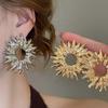 Exaggerated Metal Hollow Sun Flower Earrings for Women Vintage Irregular Smooth Earrings Unique Party Jewelry Accessories