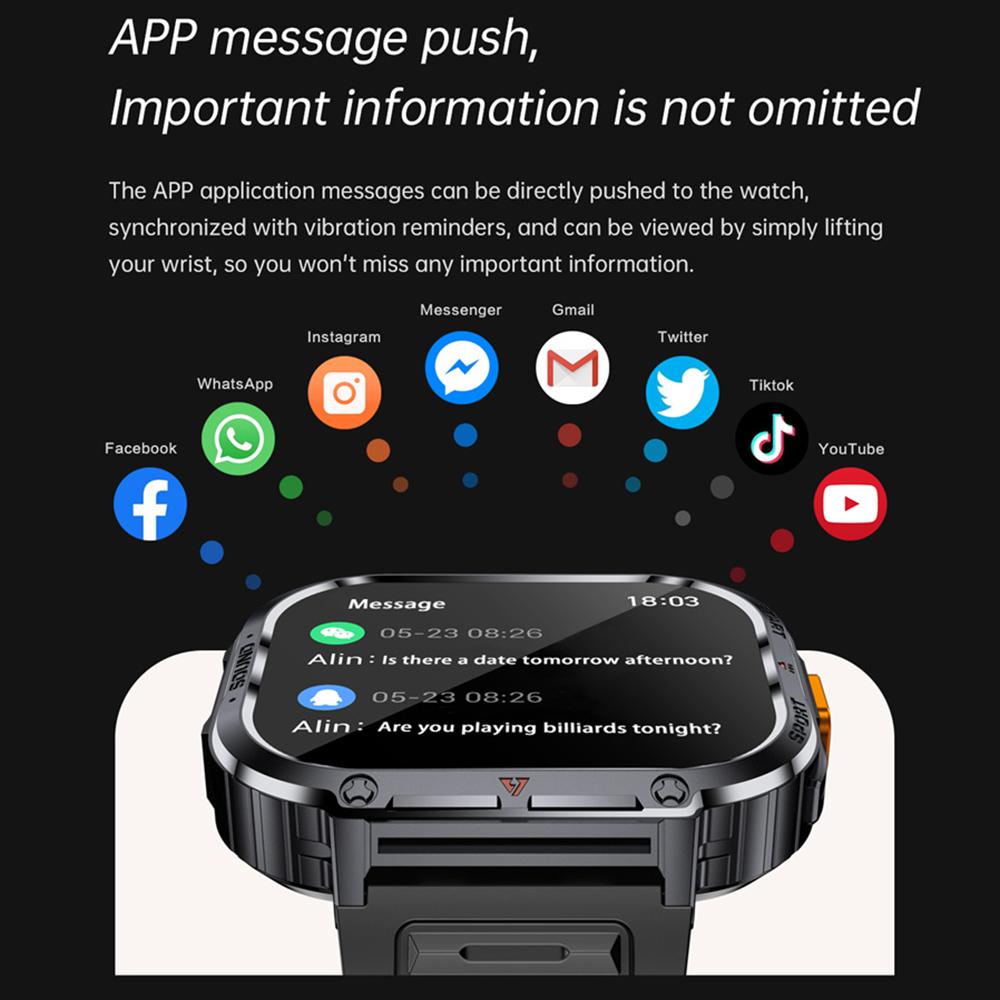 NX23 Fitness Tracker 2.0-inch Touch Screen Bluetooth-compatible Calling Health Monitoring Smart Watch