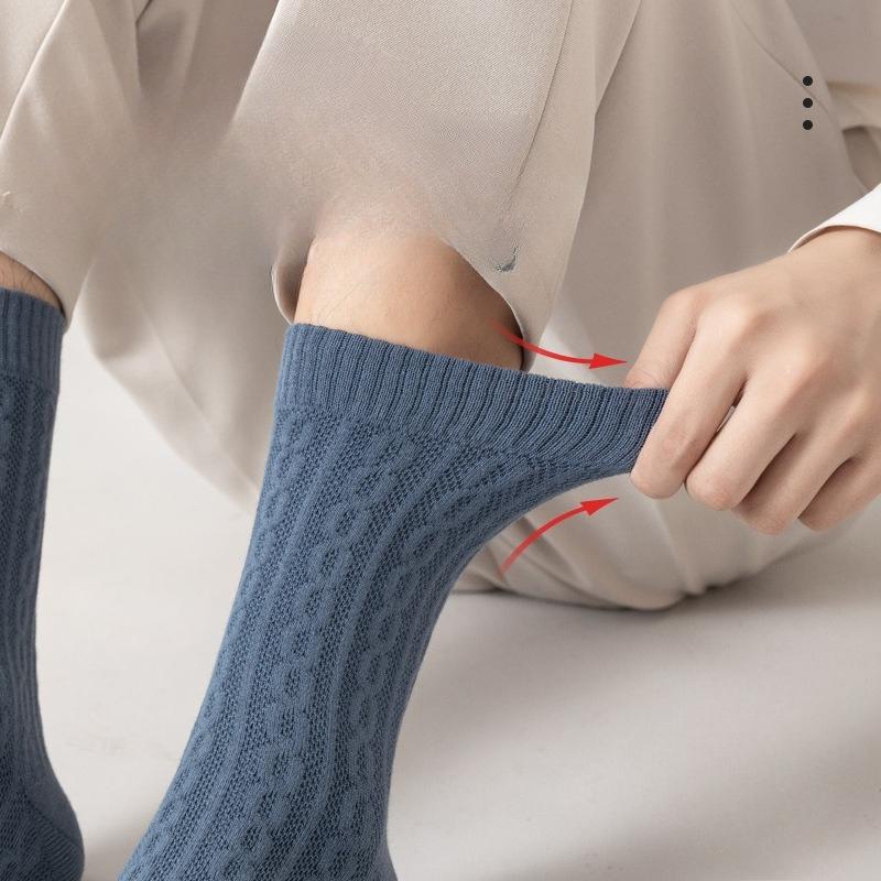 Winter Men's Thickened Boneless Long Socks, All-cotton Warm Retro Autumn and Winter Loose Cotton Socks, Pure Cotton Socks