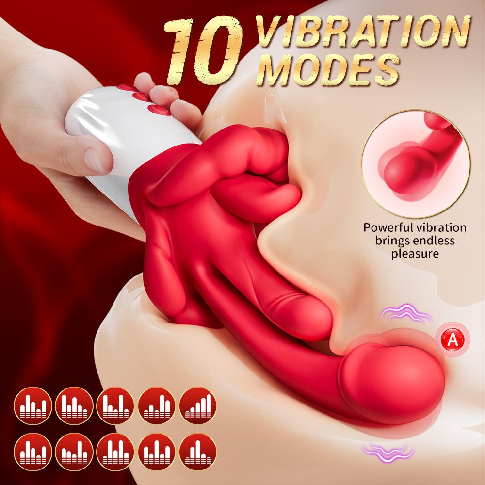 Nuovo Vibratore Dildo Ricaricabile 5 IN 1 per Stimolazione Lingua, Punto G, Clitoridea, Vaginale, Anale Masturbatore Femminile Giocattolo Sessuale per Adulti Uovo Vibrante da Inserire