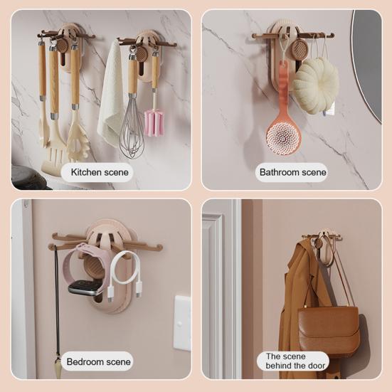 5-Claw Retractable Wall Hook Drill-Free Kitchen Utensil Hanger Adhesive Wall Mounted Hook Entrance Hanger for Bathroom Bedroom Storage