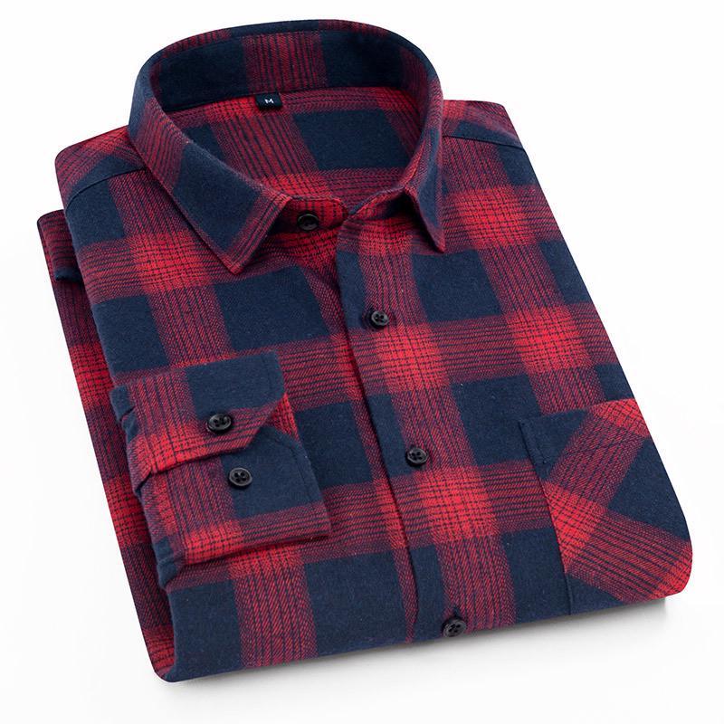 Plaid Shirt 2026 New Autumn Winter Flannel Red Checkered Shirt Men Shirts Long Sleeve Chemise Homme Cotton Male Check Shirts