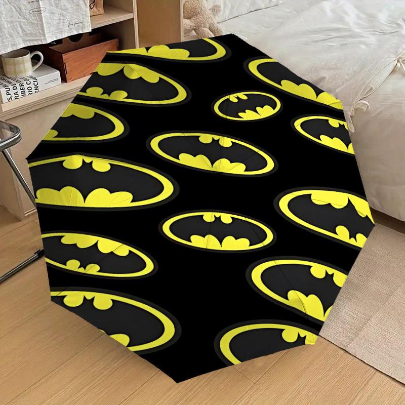 1pz Ombrello logo Batman-8 stecche rinforzate, Apertura automatica, Leggero e resistente, Grazioso accessorio alla moda per esterni, D2659