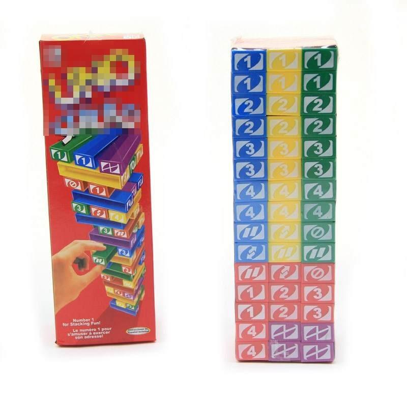 Blocos de Empilhar Grandes Inglês Francês Jogo de Festa em Família Brinquedo Educacional Para Crianças