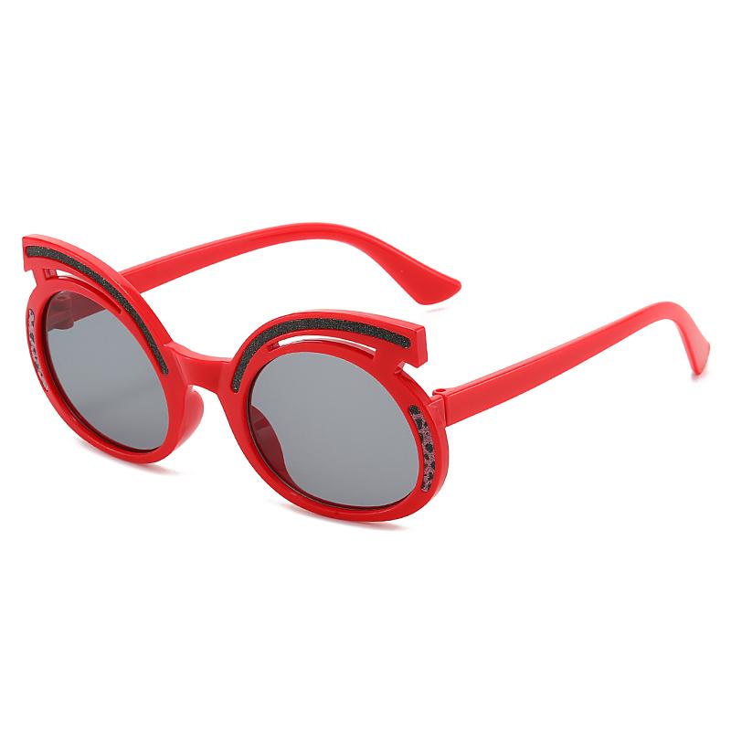 Cute Boys and Girls Eyebrow Shape Round Sunglasses Shiny Frame Anti‑UV Fashion Children Outdoor Party Sun Glasses