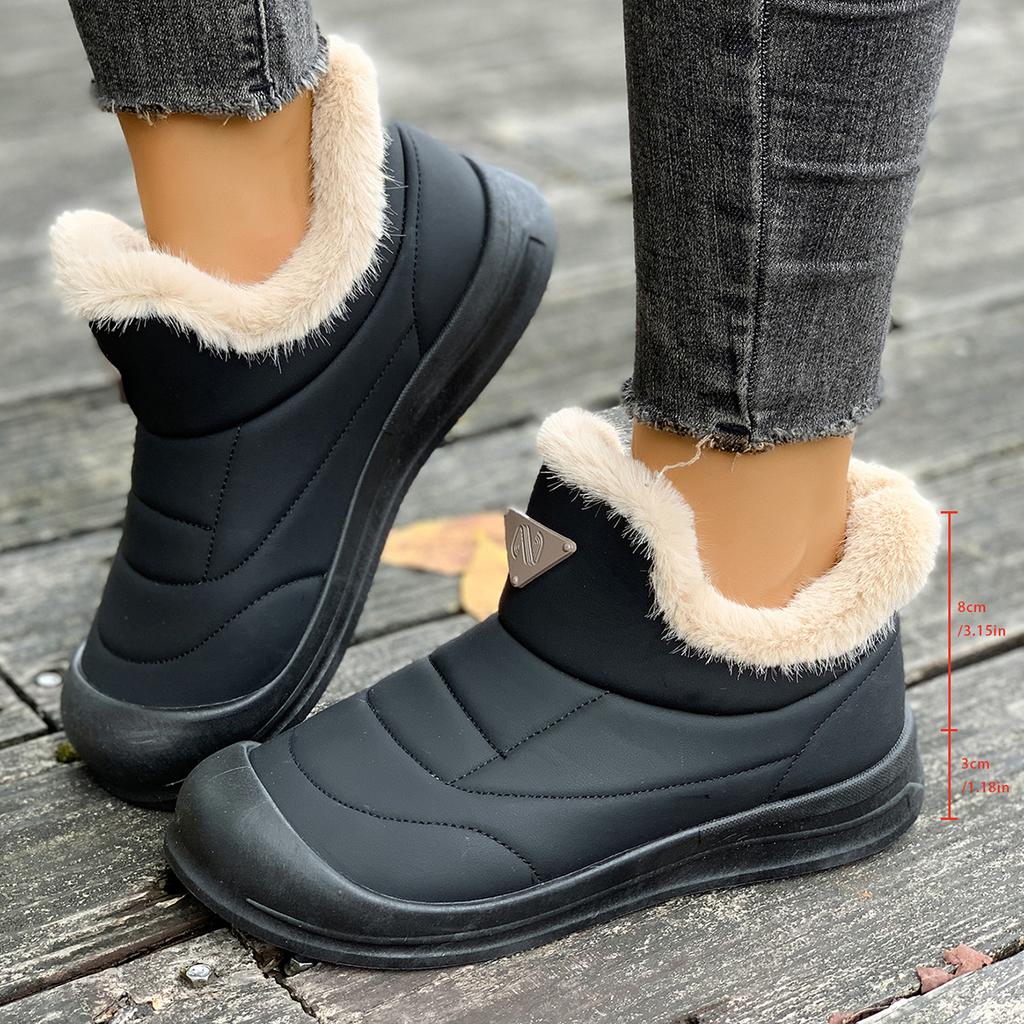 New Fleece Cotton Boots for Women, Casual Thick-soled Waterproof Cotton Shoes