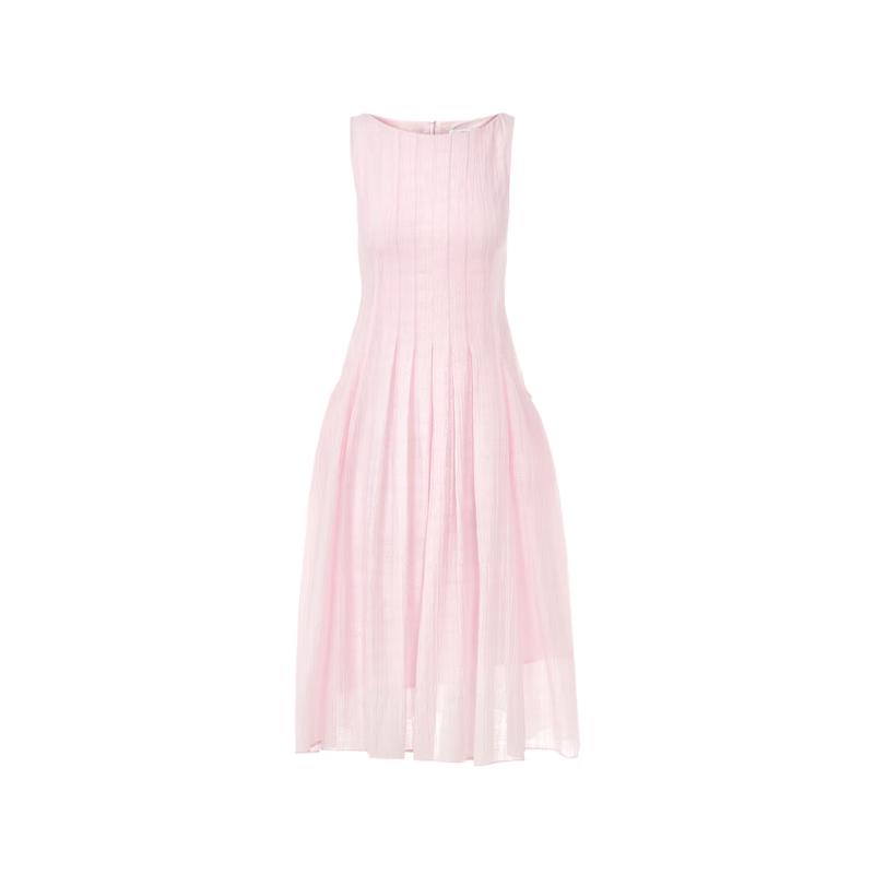 Elegant Pleated Lyocell Sleeveless Midi Dress