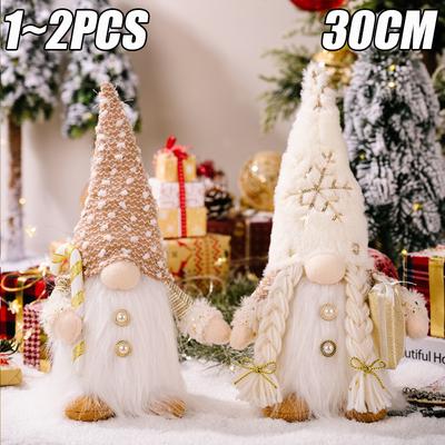 Décorations de Noël Gnomes 2026 30cm Gnomes de Noël Lumineux Poupée Peluche Ornements Tricoté Elfe Nain Cadeau Décoration de Table Maison
