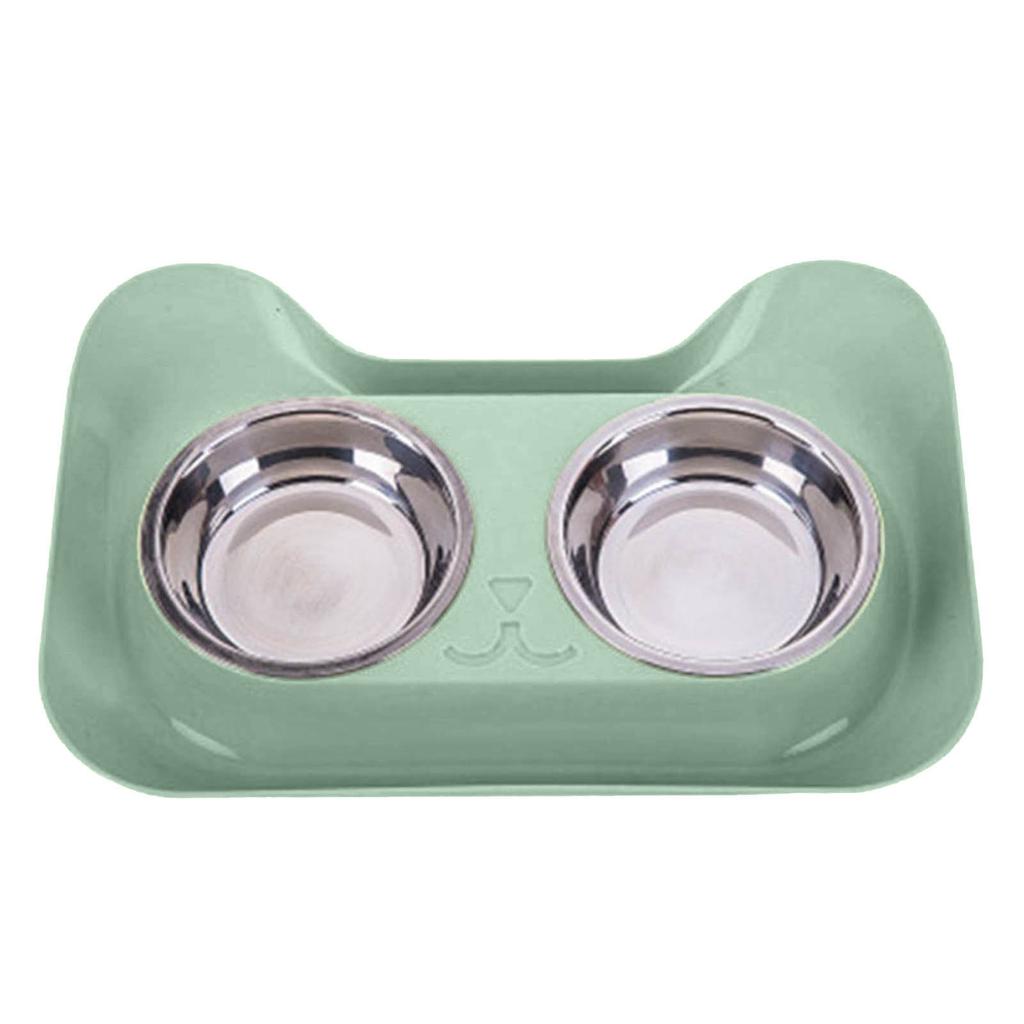 Elevated Cat Food and Water Bowl Set with Non-Slip Stand, Stainless Steel Double Bowls for Cats and Small Dogs