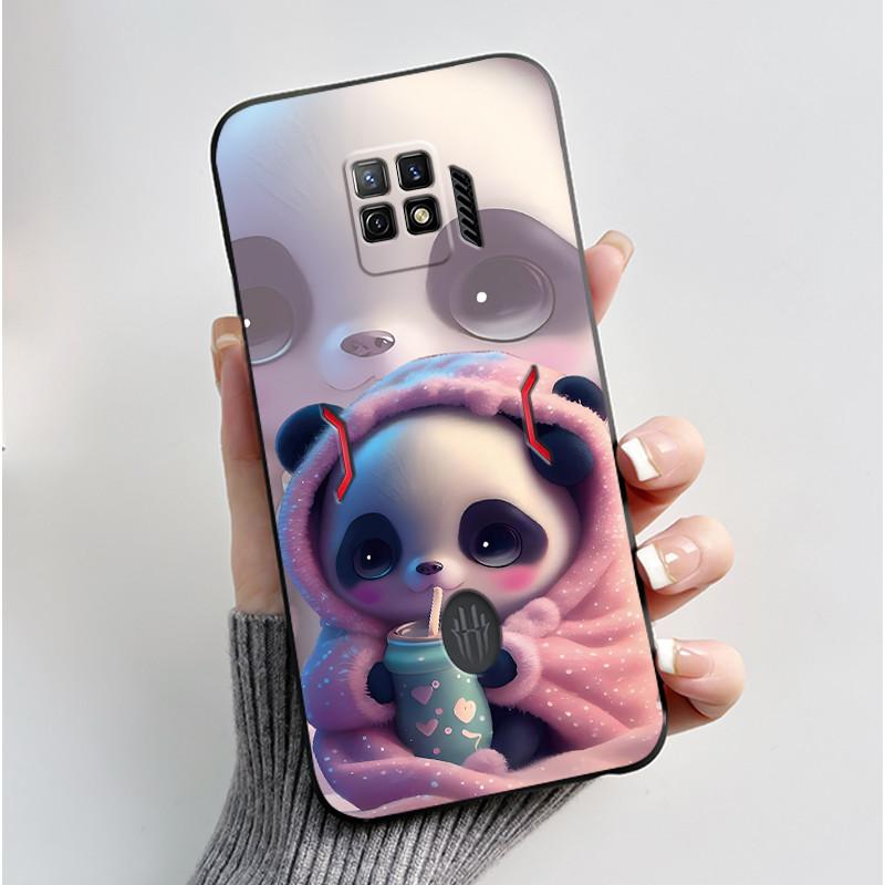 For Nubia Red Magic 7 Pro Case NX709J Back Cover Cute Heart Rabbit Black Soft TPU Phone Case For Red Magic 7S Pro NX709S Shell
