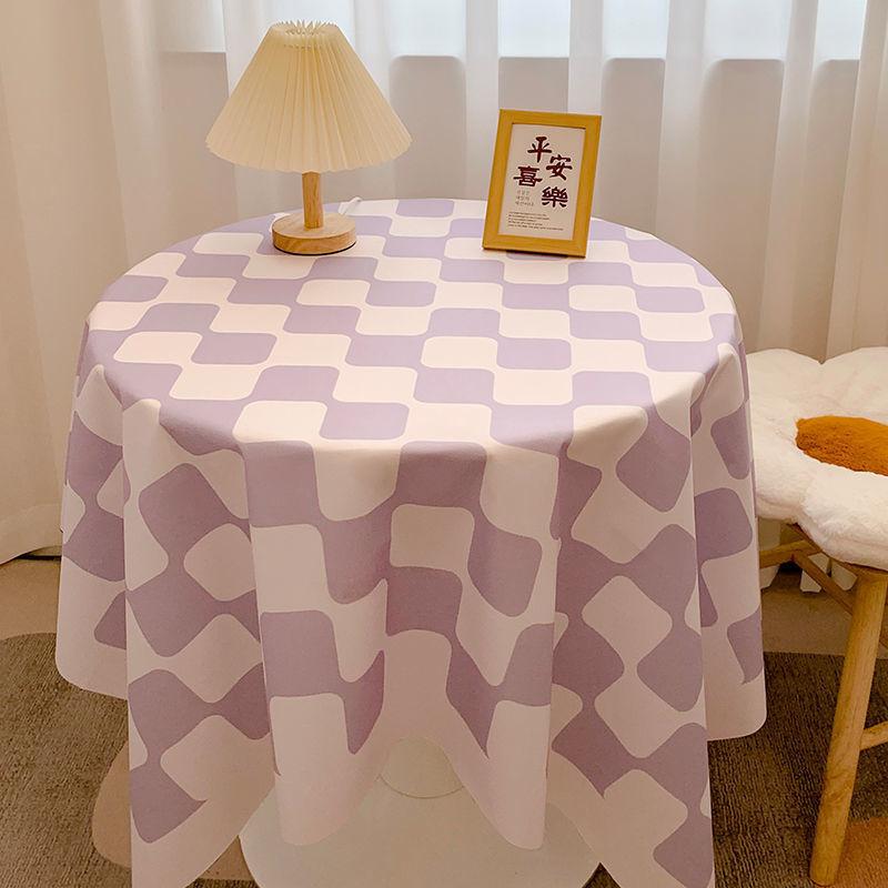 Ins Checkerboard Tablecloth Plaid Desk Mat Versatile Student Essential for Dormitory Round Table Cover Coffee Table Mat Dining Table Cloth Decorative