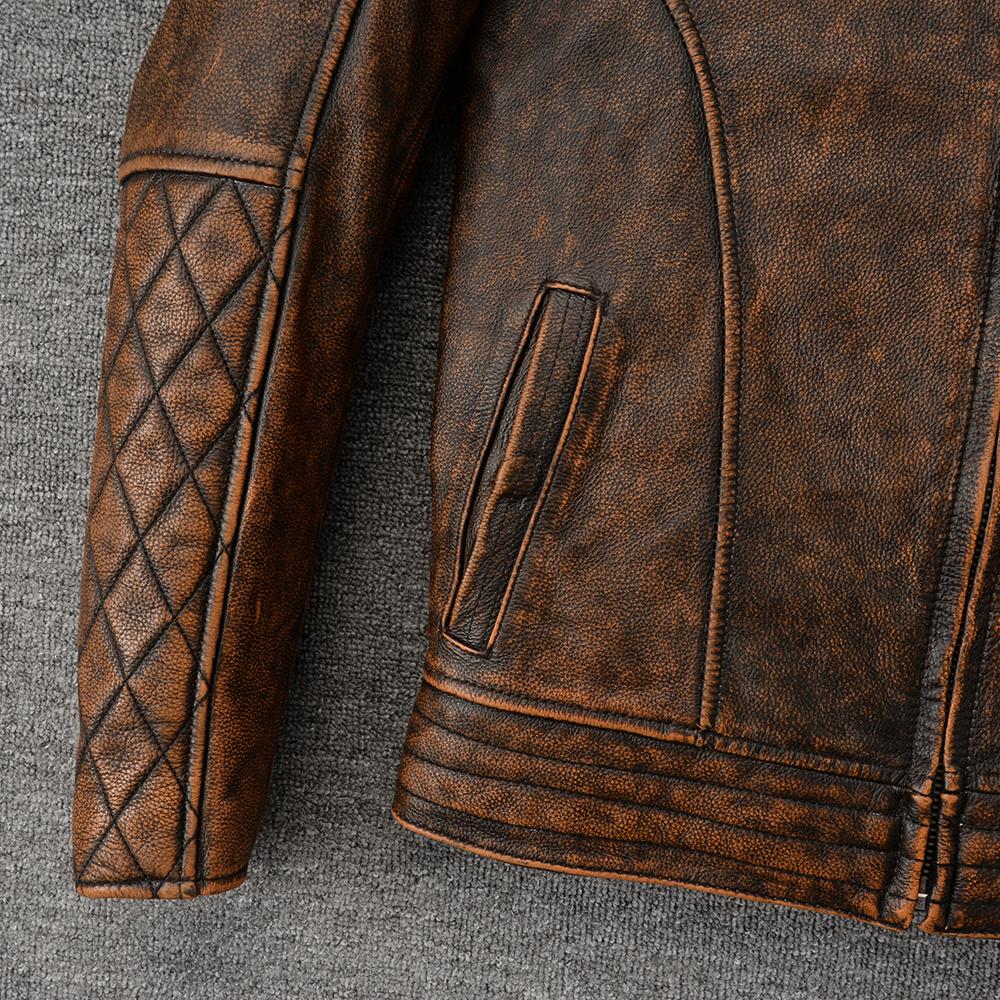 Motorcycle Jackets Slim Fit Genuine Cow Leather Jacket Men Cowhide Coat Riding Biker Jackets For Men Clothing Autumn