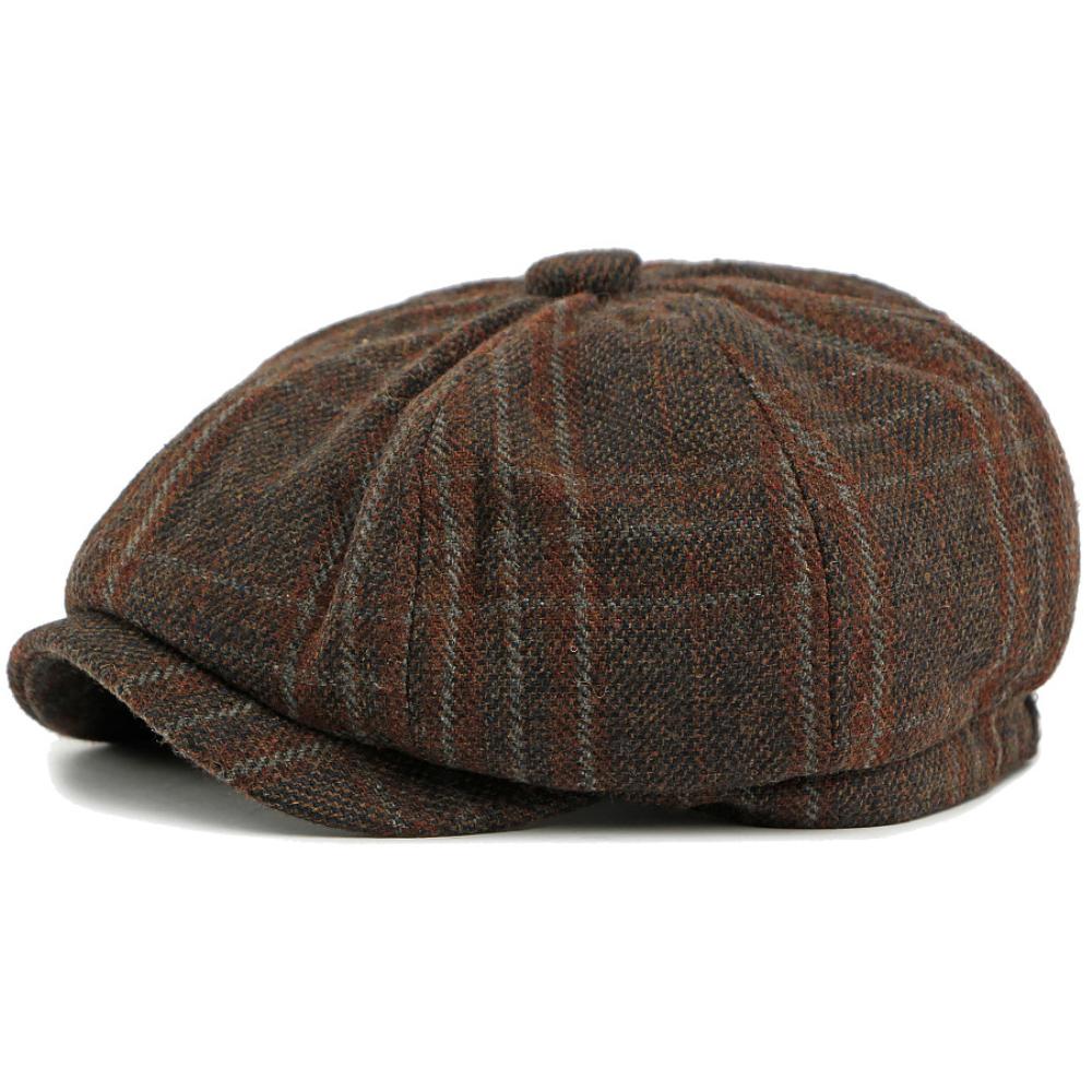 HT5050 Berets Autumn Winter Caps for Men Women Artist Painter Plaid Wool Beret Hat Male Female Ivy Flat Cap Adjustable Beret Cap