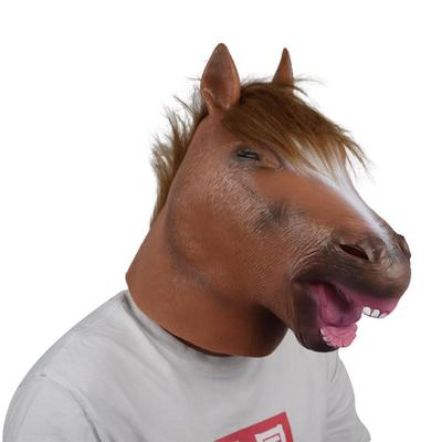 Masque de tête de cheval souriant, masque parodique en latex