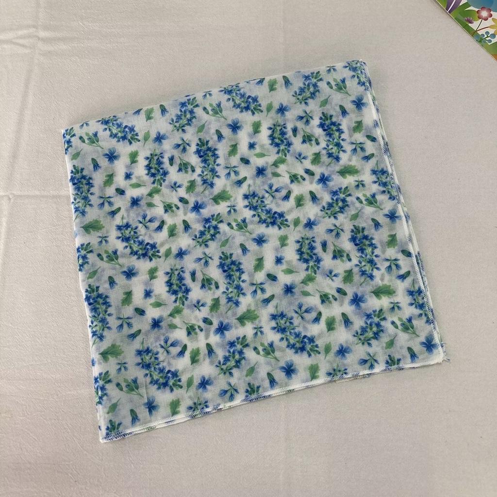 New cotton and linen British breathable floral cotton square scarf silk scarf headband fresh scarf spring and autumn headscarf scarf versatile