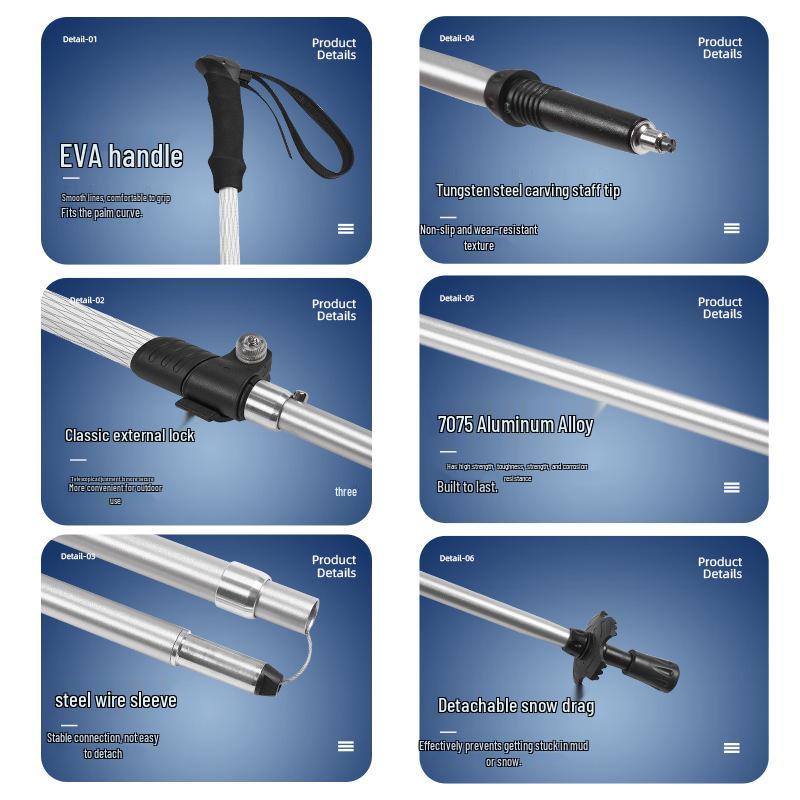 Ultra-Light Aluminum Telescopic Walking Poles - Adjustable 4-Section Folding Trekking Sticks for Hiking