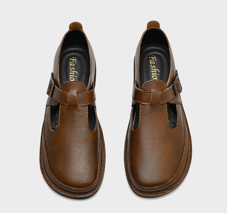 Spring Autumn 2025 Men's Business Casual Slip-On Leather Shoes with Soft Sole and Upper