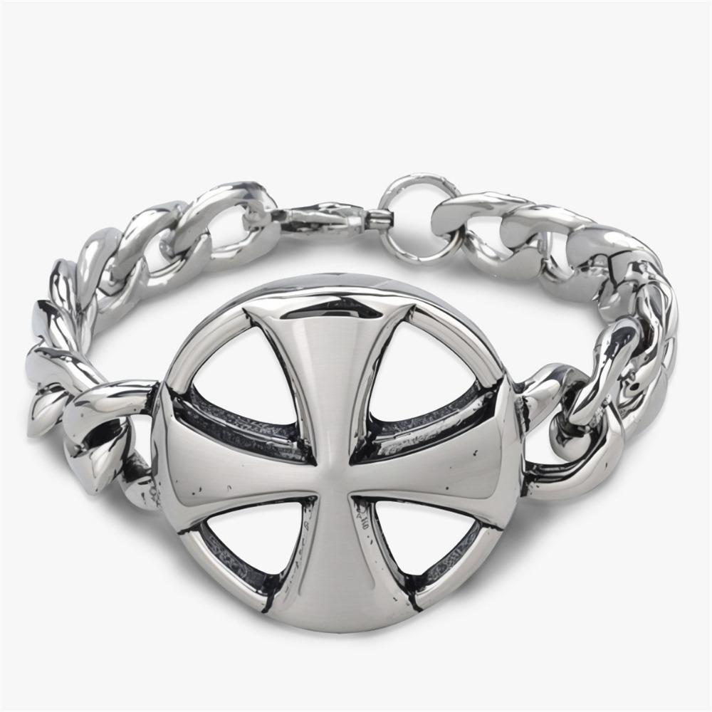 Браслет из нержавеющей стали в стиле хип-хоп, черный, ретро, мужской, с крестом, личность, трендовый, геометрический, крутой