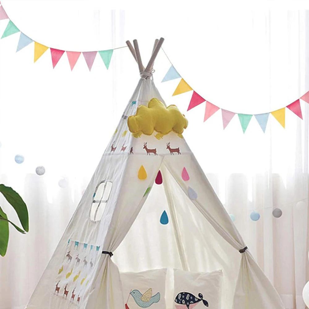 1PC Vintage Colorful Burlap Linen Bunting Flags Pennant For Happy Birthday Party Wedding Decoration Candy Bar